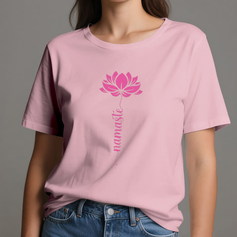 Olivenorma Namaste Lotus Yoga Cotton T-Shirt - image 16