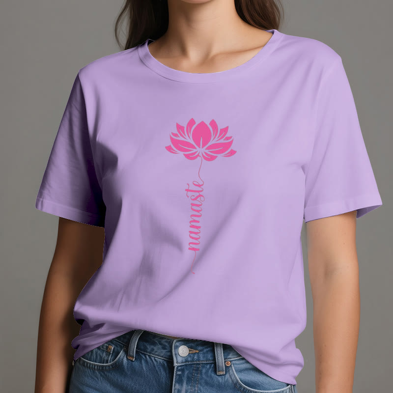 Olivenorma Namaste Lotus Yoga Cotton T-Shirt - image 14
