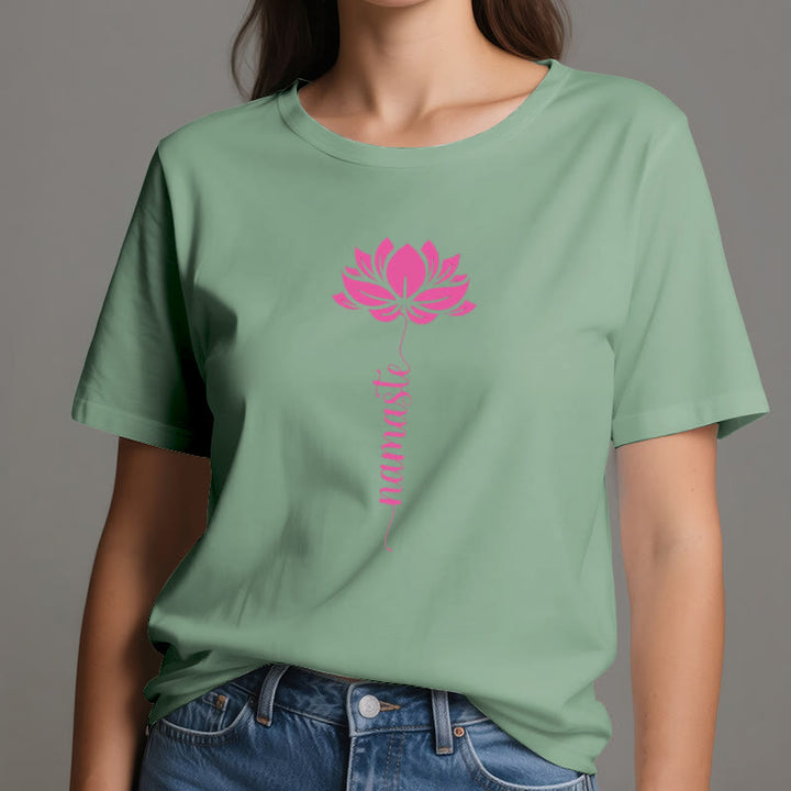 Olivenorma Namaste Lotus Yoga Cotton T-Shirt - image 16