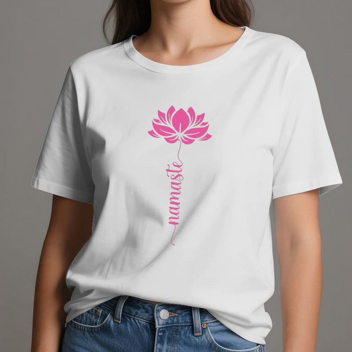 Olivenorma Namaste Lotus Yoga Cotton T-Shirt - image 6