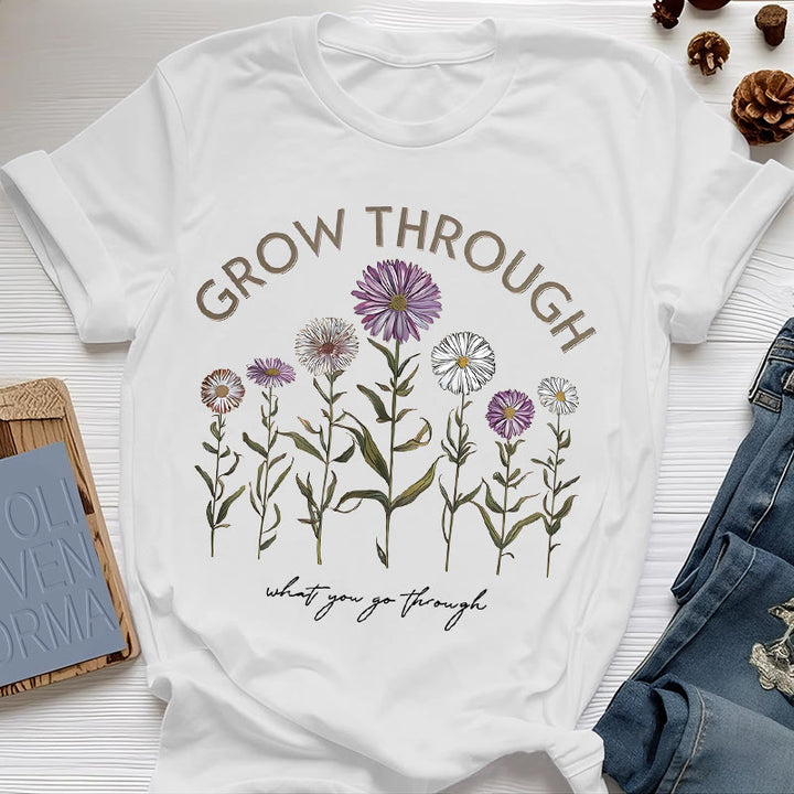 Olivenorma Grow Through Floral Graphic T-Shirt - White - 2XL - image 4
