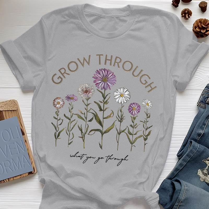 Olivenorma Grow Through Floral Graphic T-Shirt - Gray - 2XL - image 8
