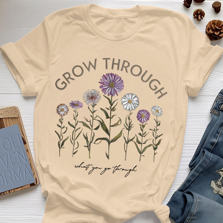 Olivenorma Grow Through Floral Graphic T-Shirt - Yellow - 2XL - image 0