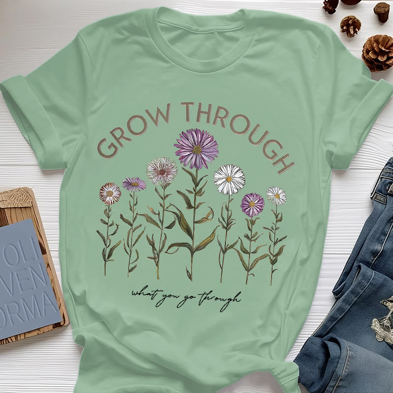 Olivenorma Grow Through Floral Graphic T-Shirt - Light Green - 2XL - image 16