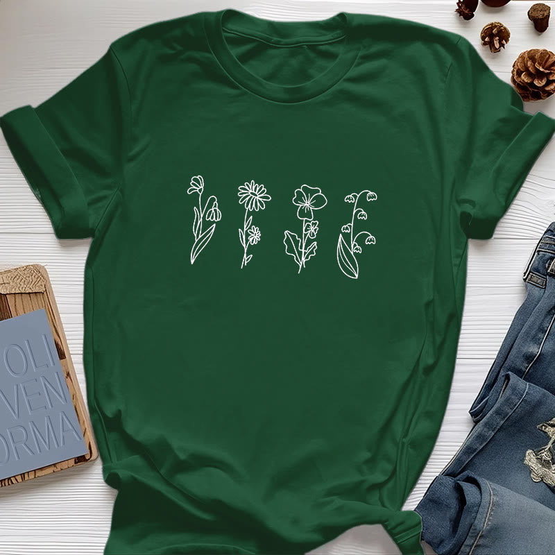 Olivenorma Custom Birth Month Birth Flower T-Shirt - Dark Green - 2XL - 4 - image 22