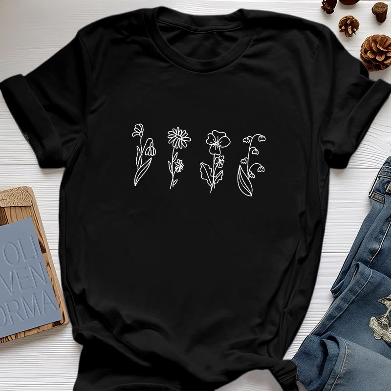 Olivenorma Custom Birth Month Birth Flower T-Shirt - Black - 2XL - 4 - image 12