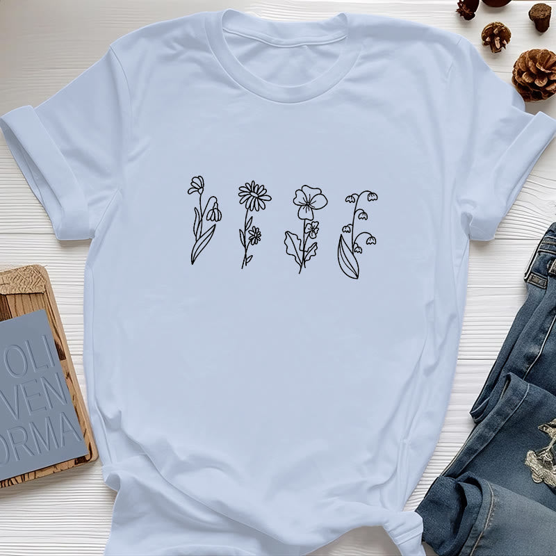 Olivenorma Custom Birth Month Birth Flower T-Shirt - Blue - 2XL - 4 - image 16