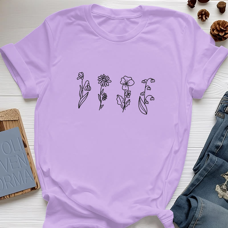 Olivenorma Custom Birth Month Birth Flower T-Shirt - Purple - 2XL - 4 - image 18