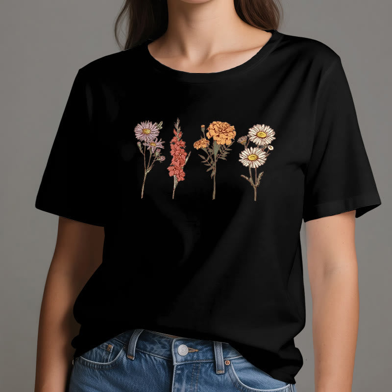 Olivenorma Birth Month Flowers T-Shirt - image 13