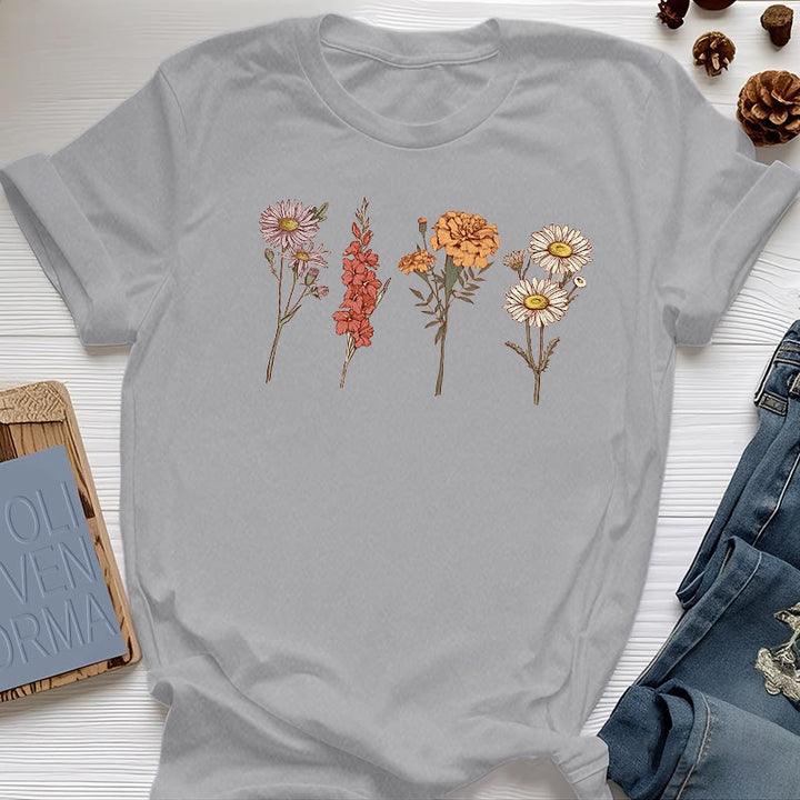 Olivenorma Birth Month Flowers T-Shirt - Blue - 2XL - 4 - image 14