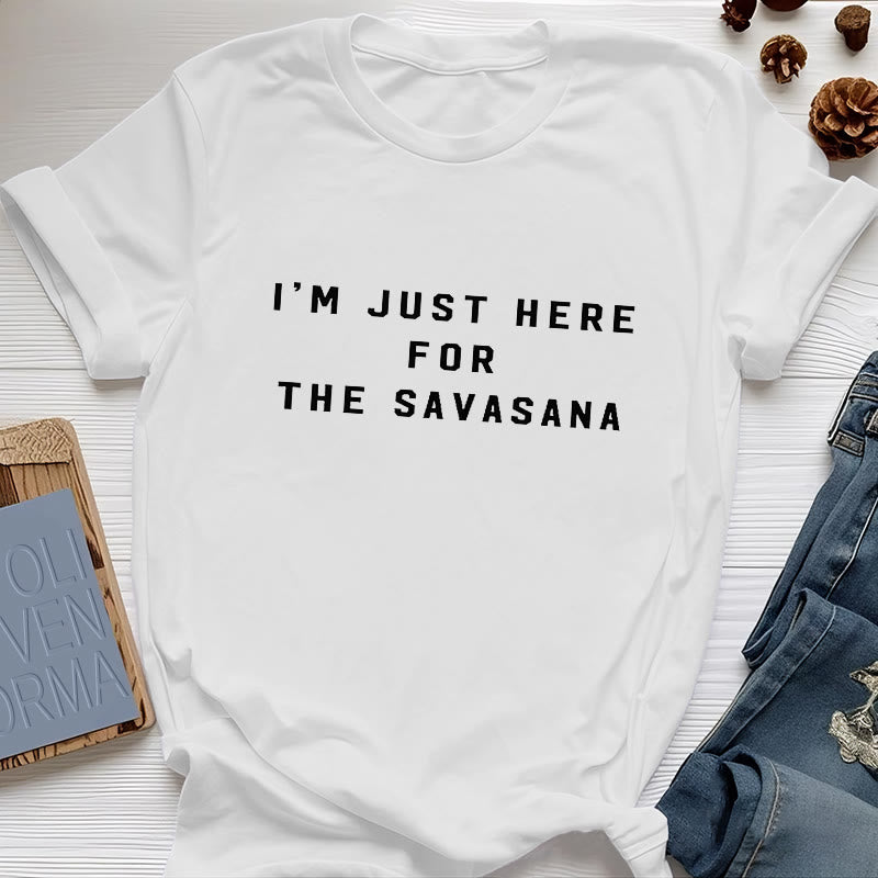 Olivenorma I'm Just Here For The Savasana T-Shirt - White - 2XL - image 0