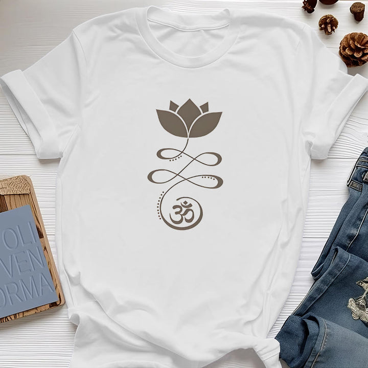 Olivenorma Yoga Lotus Flower Om Symbol T-Shirt - White - 2XL - image 6