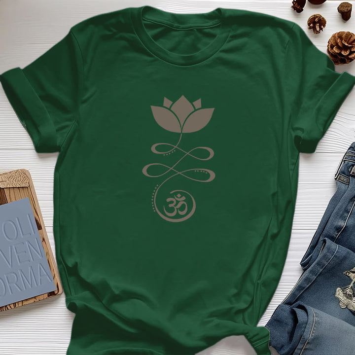 Olivenorma Yoga Lotus Flower Om Symbol T-Shirt - Dark Green - 2XL - image 18