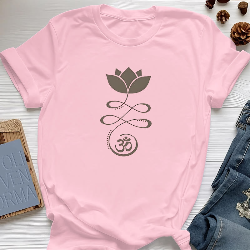 Olivenorma Yoga Lotus Flower Om Symbol T-Shirt - Pink - 2XL - image 2