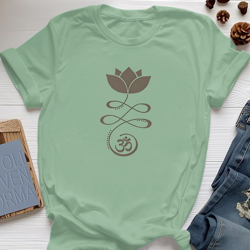 Olivenorma Yoga Lotus Flower Om Symbol T-Shirt - Light Green - 2XL - image 18