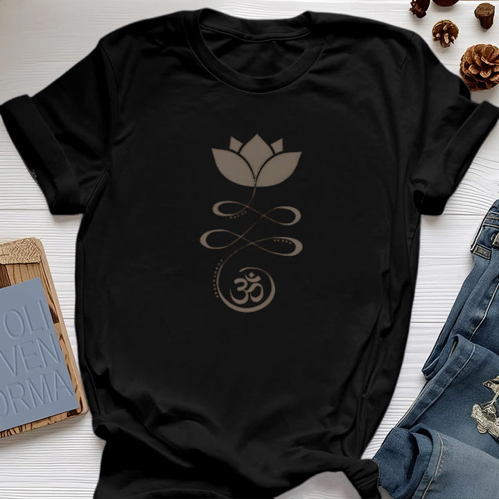 Olivenorma Yoga Lotus Flower Om Symbol T-Shirt - Black - 2XL - image 8