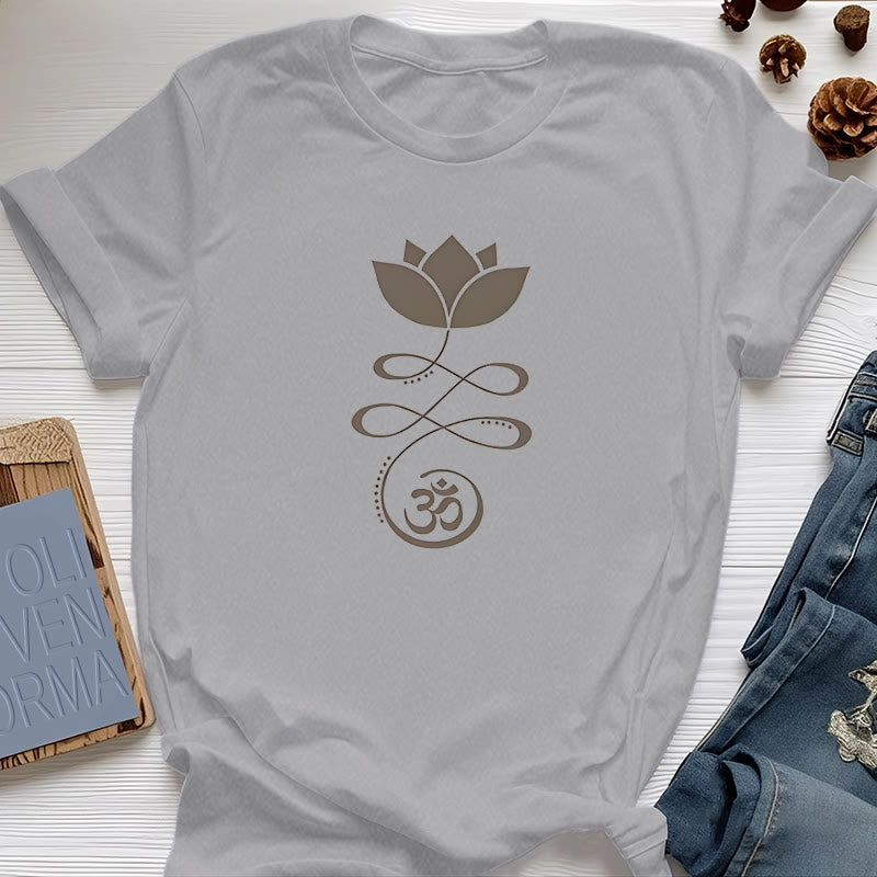 Olivenorma Yoga Lotus Flower Om Symbol T-Shirt - Gray - 2XL - image 10