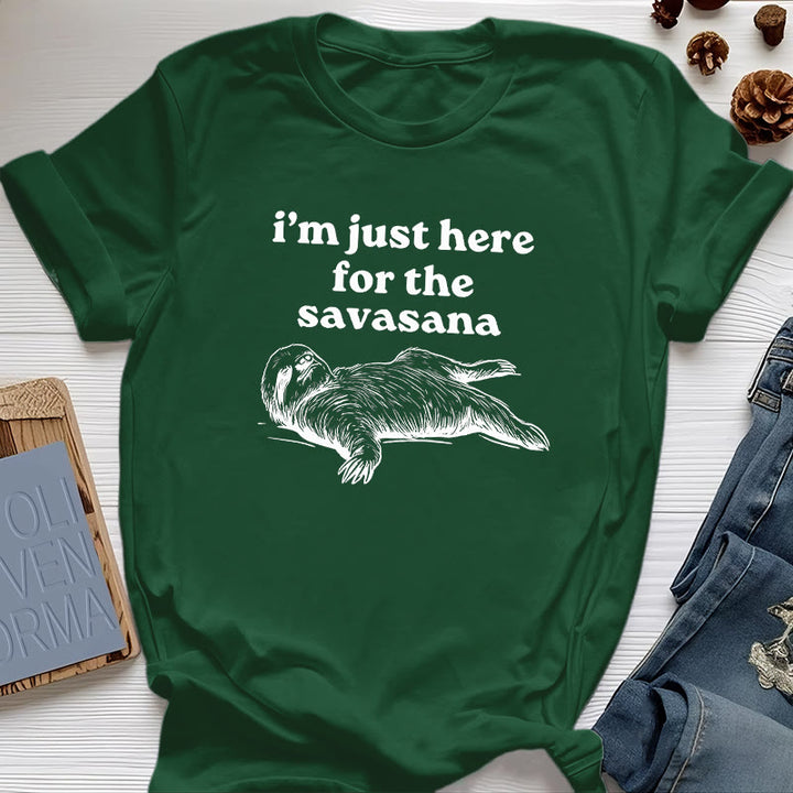 Olivenorma Sloth Yoga I'm Just Here for Savasana T-Shirt - Dark Green - 2XL - image 19