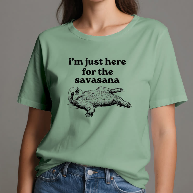 Olivenorma Sloth Yoga I'm Just Here for Savasana T-Shirt - image 3