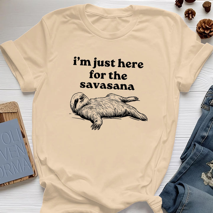 Olivenorma Sloth Yoga I'm Just Here for Savasana T-Shirt - Yellow - 2XL - image 9