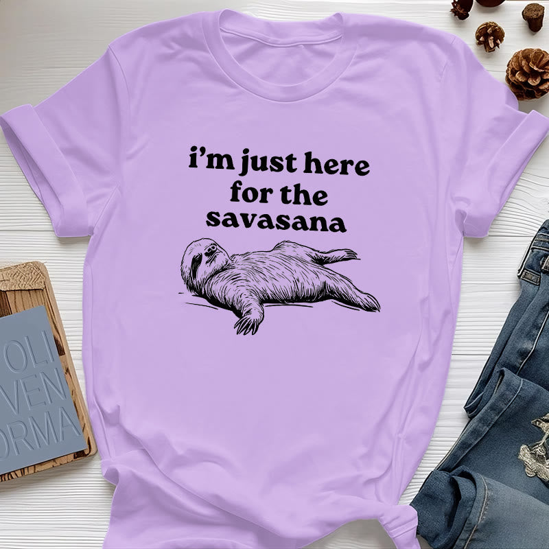 Olivenorma Sloth Yoga I'm Just Here for Savasana T-Shirt - Purple - 2XL - image 15