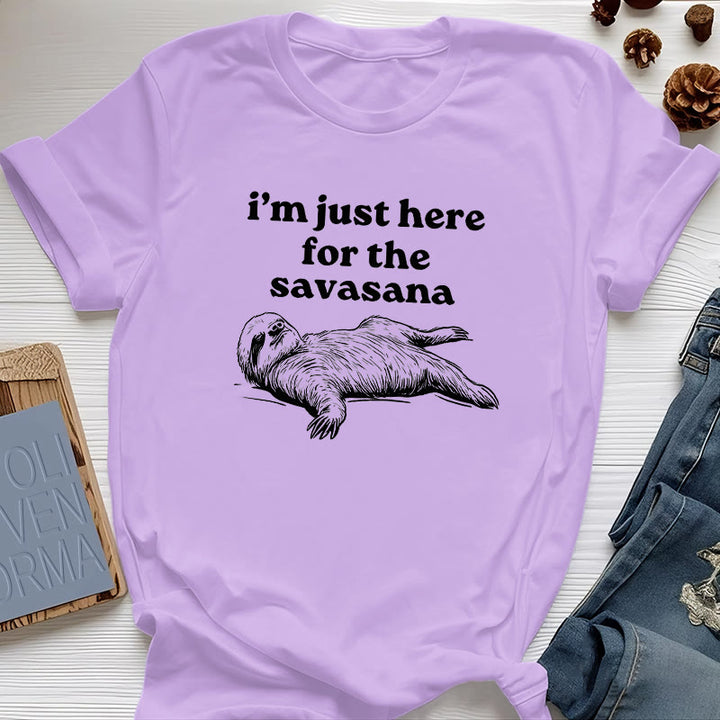 Olivenorma Sloth Yoga I'm Just Here for Savasana T-Shirt - Purple - 2XL - image 15