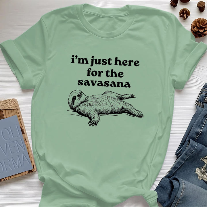 Olivenorma Sloth Yoga I'm Just Here for Savasana T-Shirt - Light Green - 2XL - image 2