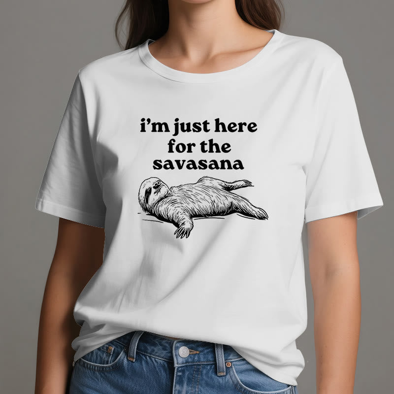 Olivenorma Sloth Yoga I'm Just Here for Savasana T-Shirt - image 1