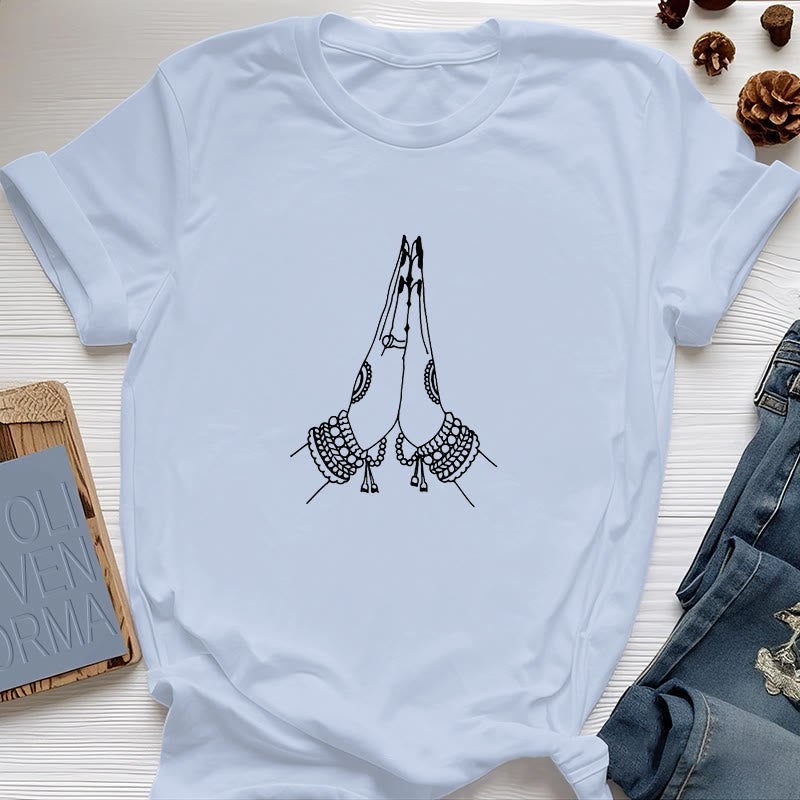 Olivenorma Meditation Namaste Yoga T-Shirt - Blue - 2XL - image 13