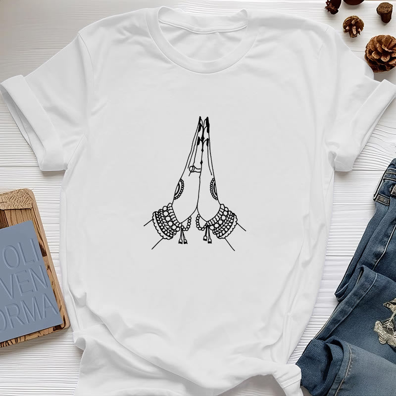 Olivenorma Meditation Namaste Yoga T-Shirt - White - 2XL - image 4