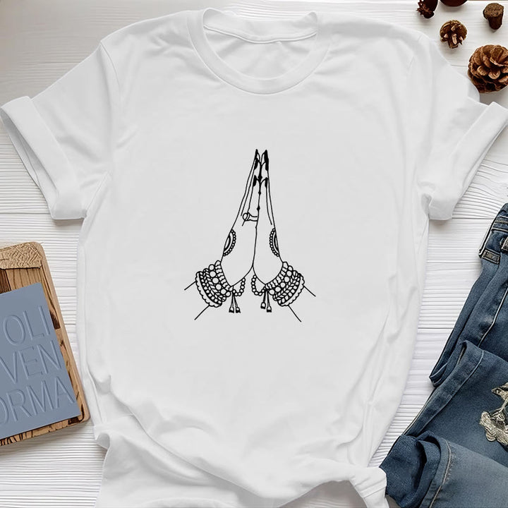 Olivenorma Meditation Namaste Yoga T-Shirt - White - 2XL - image 4