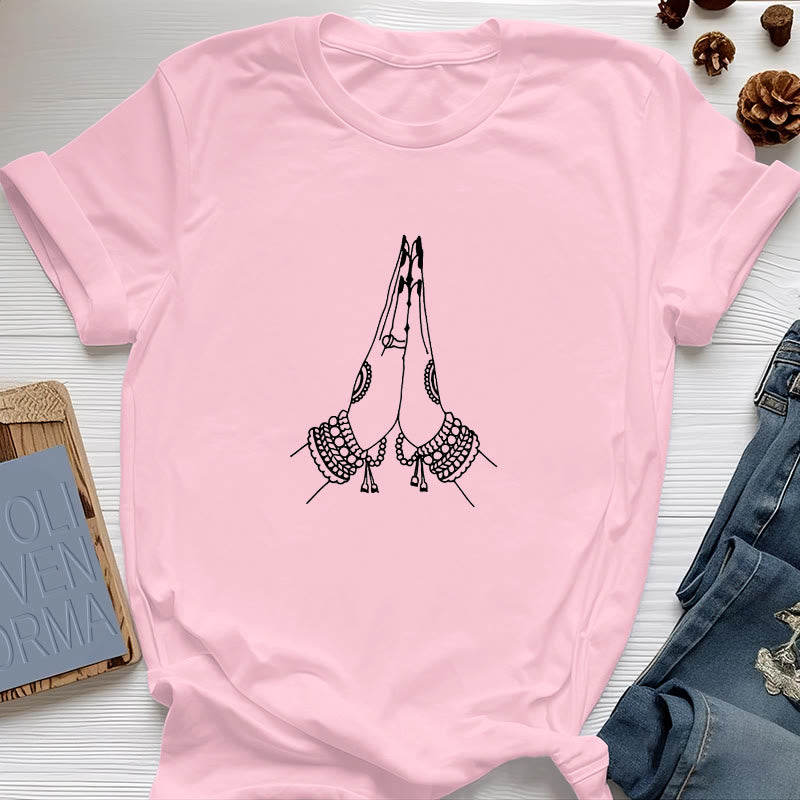 Olivenorma Meditation Namaste Yoga T-Shirt - Pink - 2XL - image 0