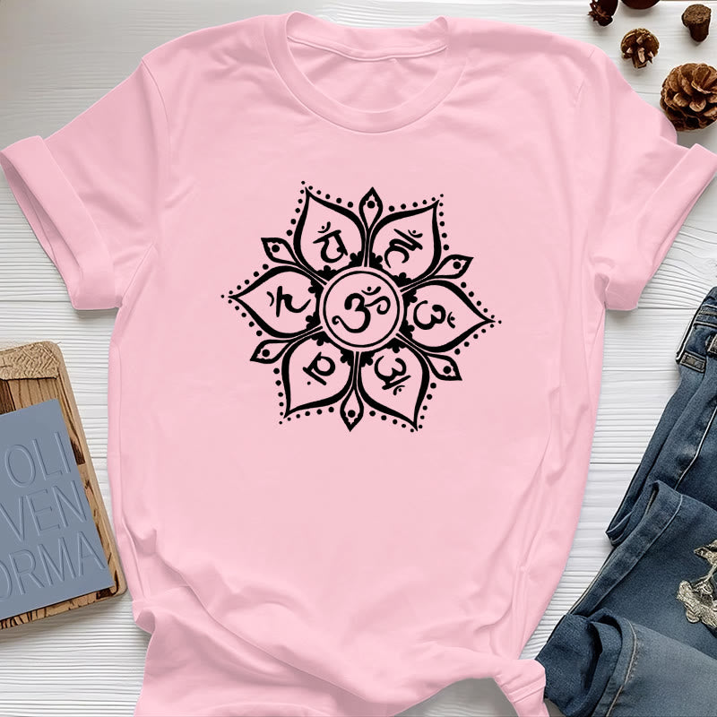 Olivenorma Seven Chakra Symbols T-Shirt - Pink - 2XL - image 0