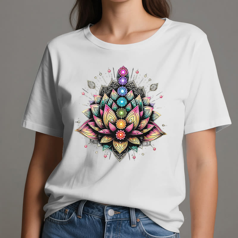 Olivenorma Chakra Lotus Flower Yoga Meditation T-Shirt - image 6