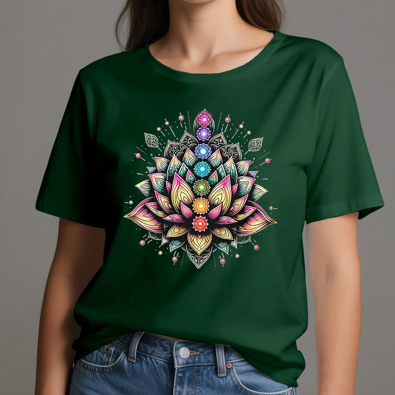 Olivenorma Chakra Lotus Flower Yoga Meditation T-Shirt - image 20