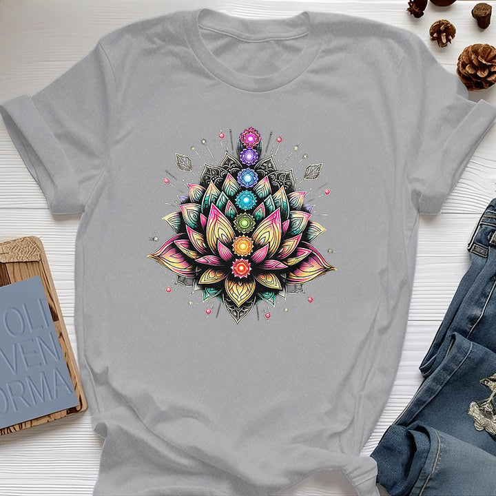 Olivenorma Chakra Lotus Flower Yoga Meditation T-Shirt - Gray - 2XL - image 7