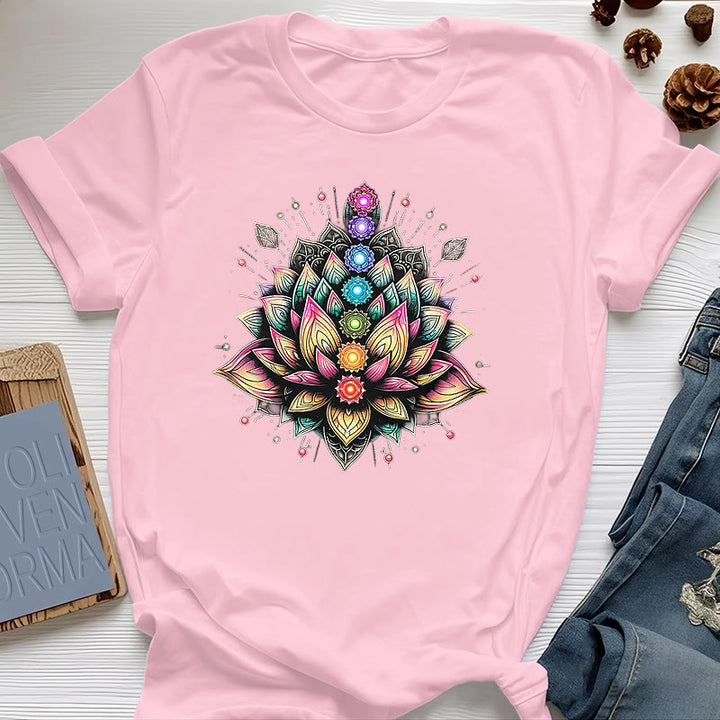 Olivenorma Chakra Lotus Flower Yoga Meditation T-Shirt - Pink - 2XL - image 15
