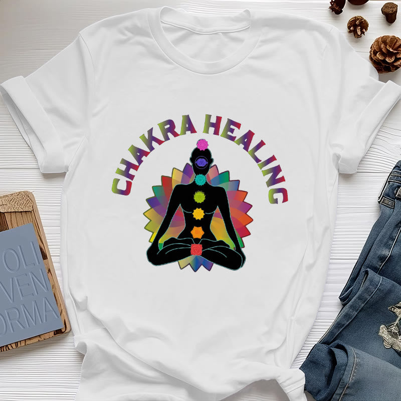 Olivenorma Chakra Healing Reiki Yoga Meditation T-Shirt - White - 2XL - image 5