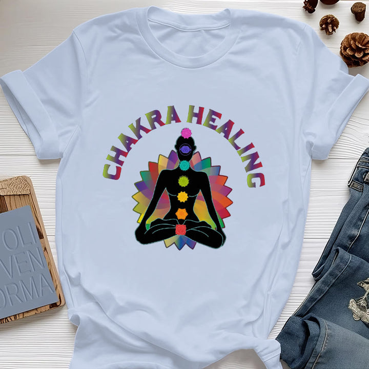 Olivenorma Chakra Healing Reiki Yoga Meditation T-Shirt - Blue - 2XL - image 11