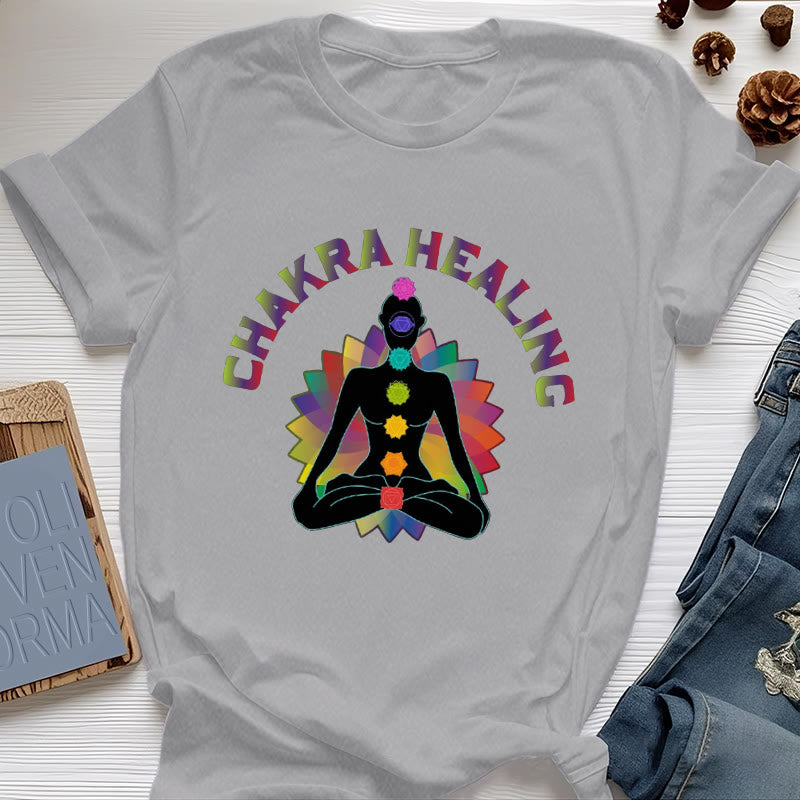 Olivenorma Chakra Healing Reiki Yoga Meditation T-Shirt - Gray - 2XL - image 7