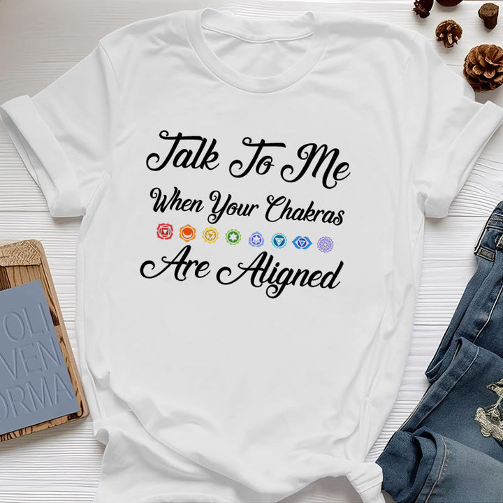Olivenorma "Talk To Me When Your Chakras Are Aligned" Yoga T-Shirt - White - 2XL - image 4