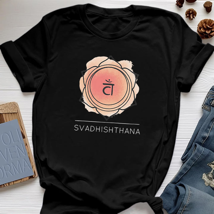 Olivenorma Orange Sacral Chakra Yoga T-Shirt - Black - image 5