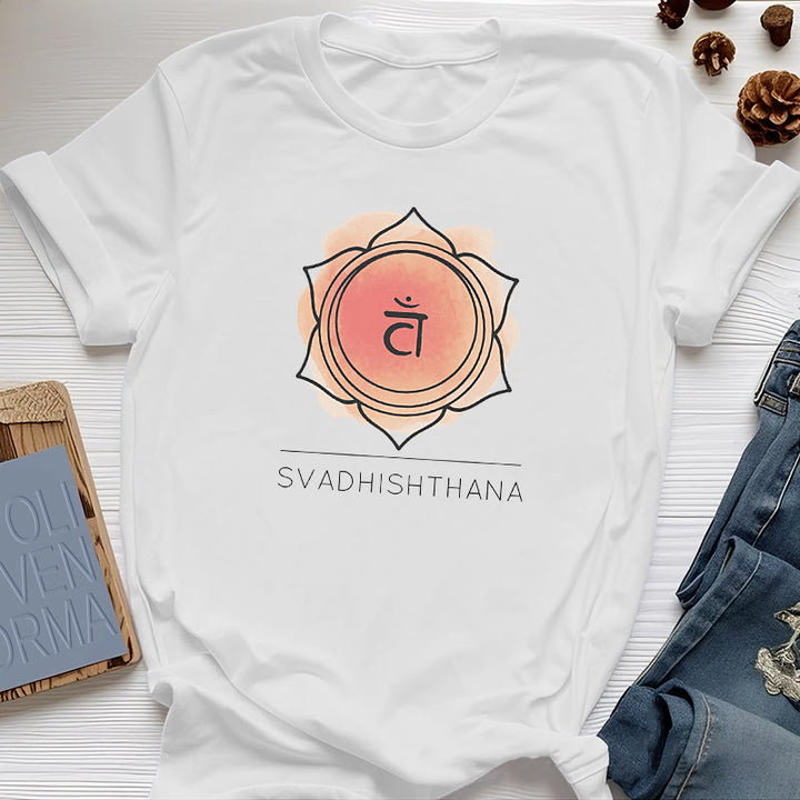 Olivenorma Orange Sacral Chakra Yoga T-Shirt - White - image 0