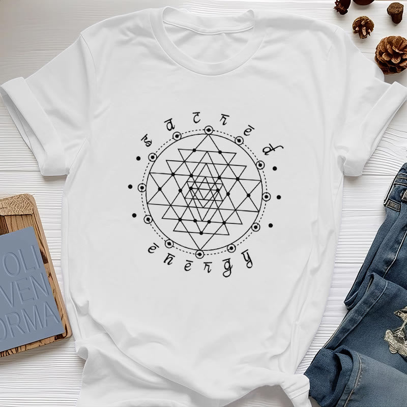 Olivenorma Sacred Energy Sri Yantra Spiritual T-Shirt - White - 2XL - image 0