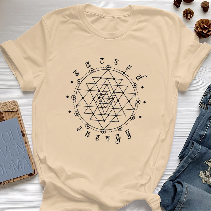 Olivenorma Sacred Energy Sri Yantra Spiritual T-Shirt - Yellow - 2XL - image 9