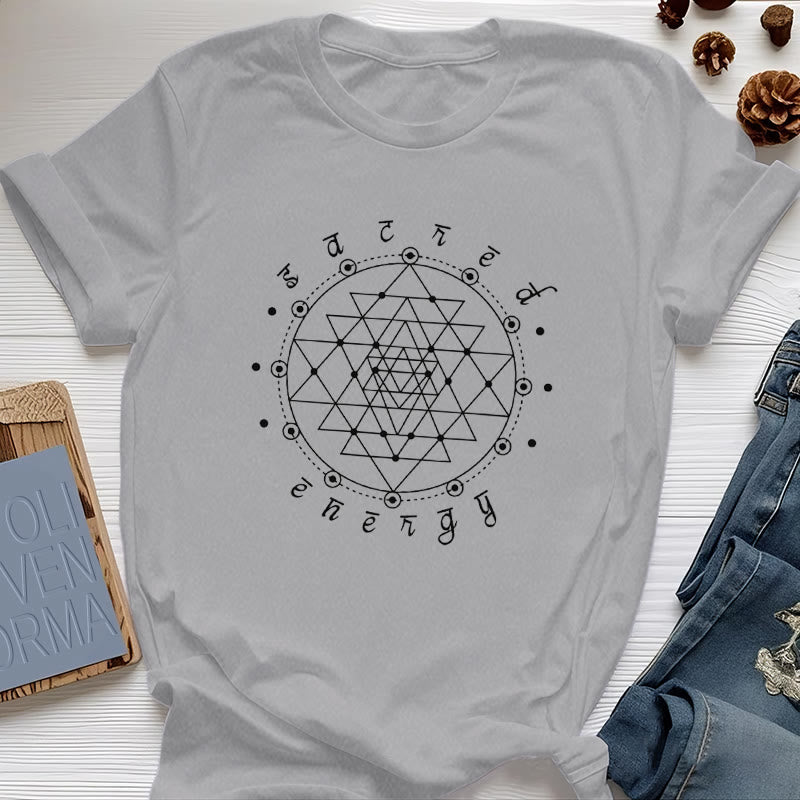 Olivenorma Sacred Energy Sri Yantra Spiritual T-Shirt - Gray - 2XL - image 7