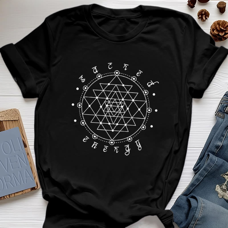 Olivenorma Sacred Energy Sri Yantra Spiritual T-Shirt - Black - 2XL - image 5