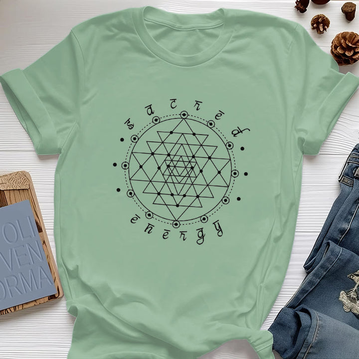 Olivenorma Sacred Energy Sri Yantra Spiritual T-Shirt - Light Green - 2XL - image 17