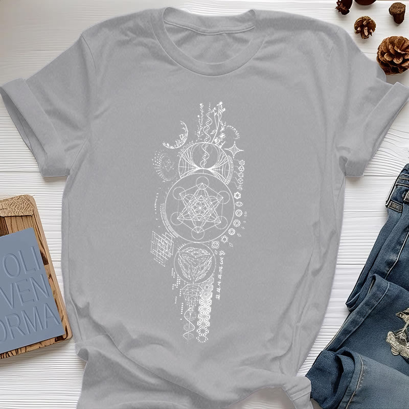 Olivenorma Flower Of Life Sacred Geometry T-Shirt - Gray - 2XL - image 7