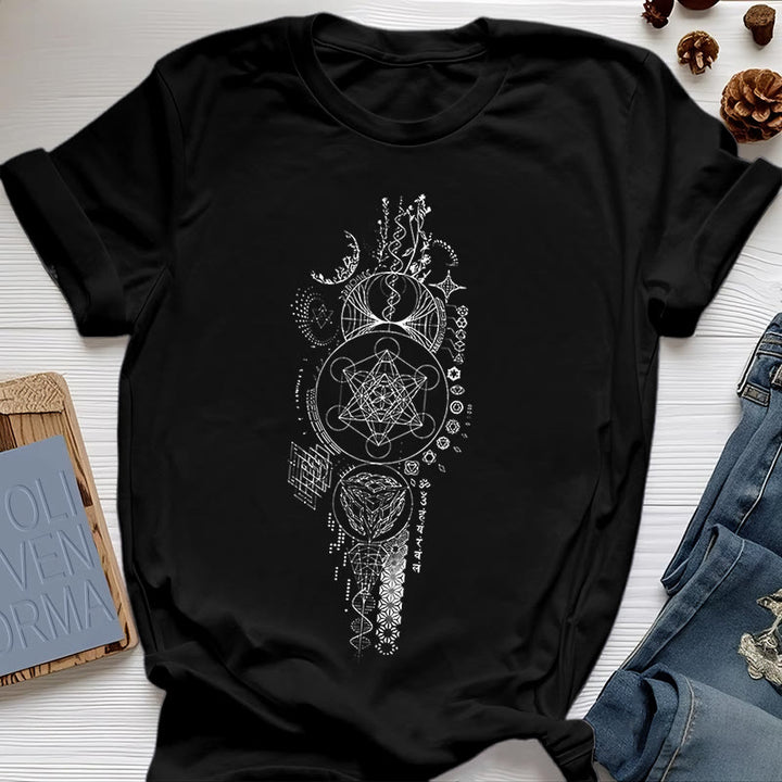 Olivenorma Flower Of Life Sacred Geometry T-Shirt - Black - 2XL - image 0